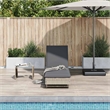 vidaXL Poly Rattan Sun Lounger w/ Wheels & Cushion in Light Grey