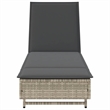 vidaXL Poly Rattan Sun Lounger w/ Wheels & Cushion in Light Grey