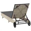 vidaXL Poly Rattan Sun Lounger w/ Wheels & Cushion in Light Grey