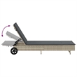 vidaXL Poly Rattan Sun Lounger w/ Wheels & Cushion in Light Grey