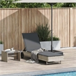 vidaXL Poly Rattan Sun Lounger w/ Wheels & Cushion in Light Grey