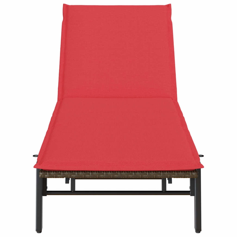 vidaXL Poly Rattan Sun Lounger w/ Cushion in Brown