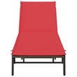 vidaXL Poly Rattan Sun Lounger w/ Cushion in Brown