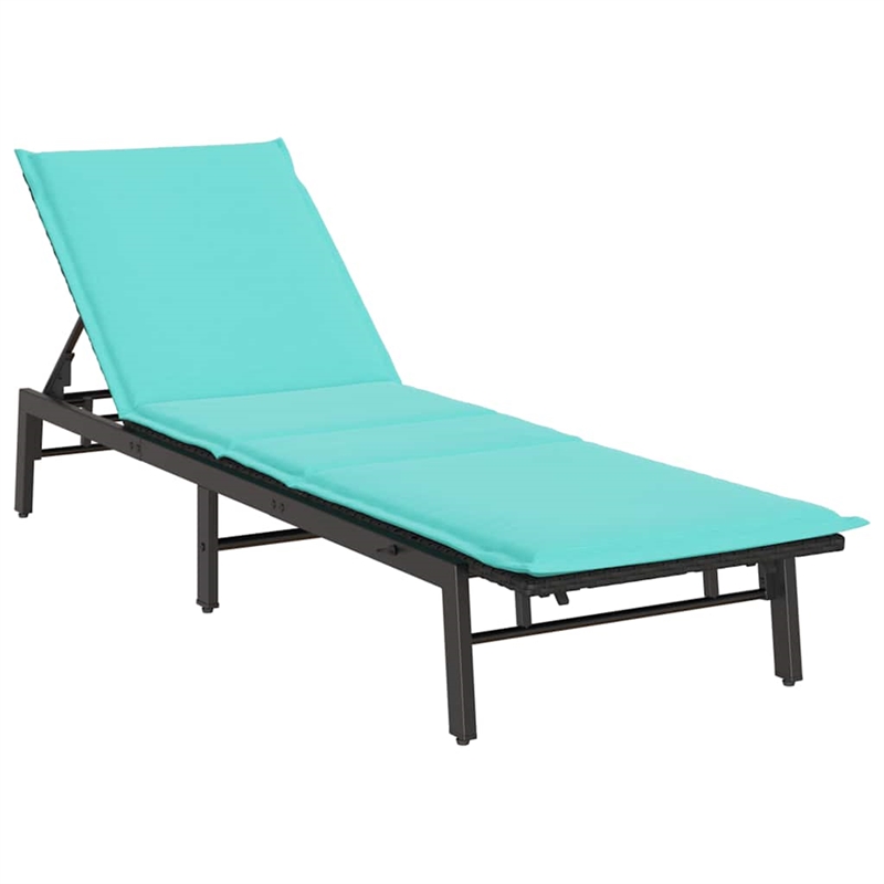 vidaXL Poly Rattan Sun Lounger w/ Cushion in Black