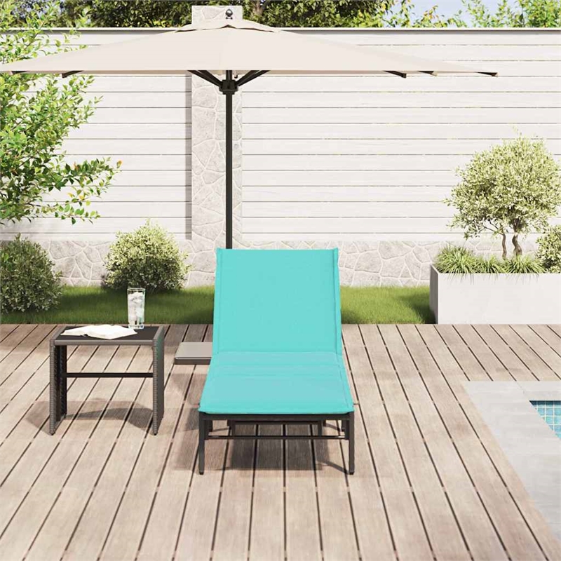 vidaXL Poly Rattan Sun Lounger w/ Cushion in Black