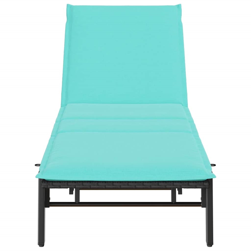 vidaXL Poly Rattan Sun Lounger w/ Cushion in Black