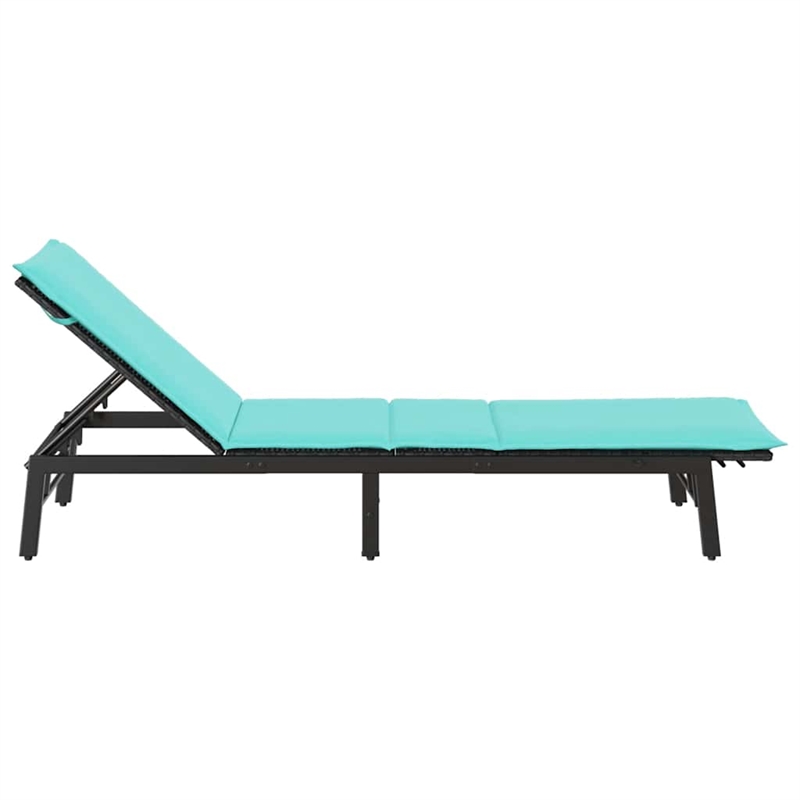 vidaXL Poly Rattan Sun Lounger w/ Cushion in Black