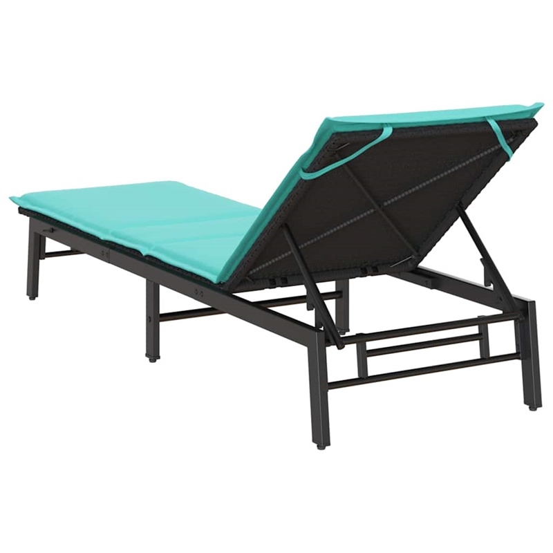 vidaXL Poly Rattan Sun Lounger w/ Cushion in Black