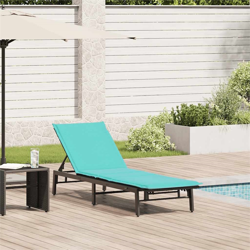 vidaXL Poly Rattan Sun Lounger w/ Cushion in Black