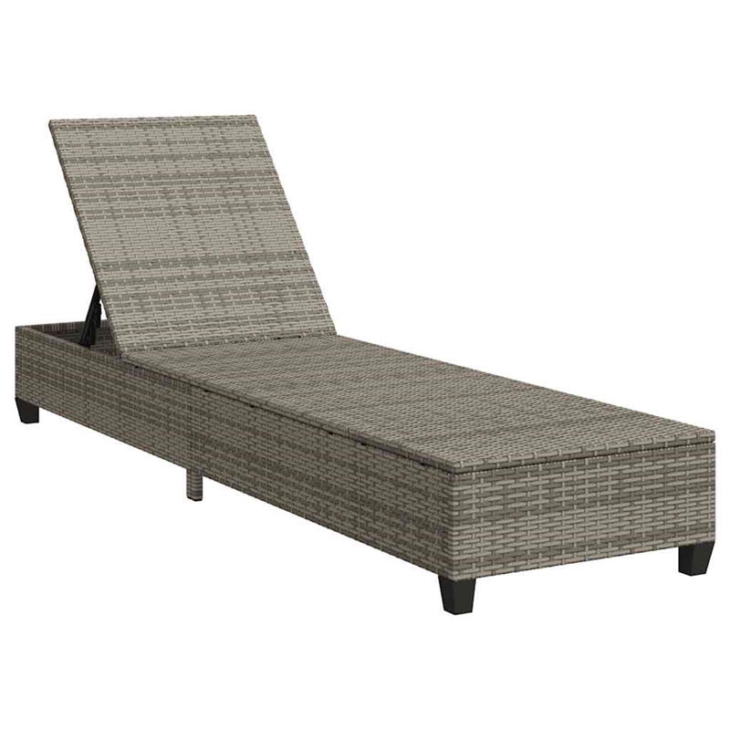 vidaXL Poly Rattan Sun Lounger w/ Cushions in Grey