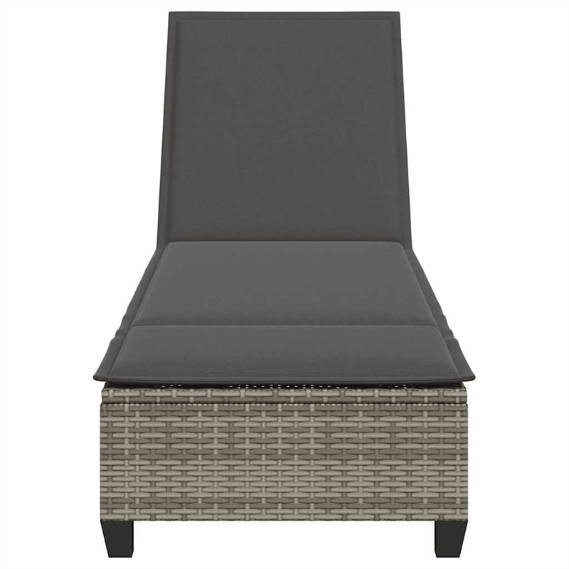 vidaXL Poly Rattan Sun Lounger w/ Cushions in Grey