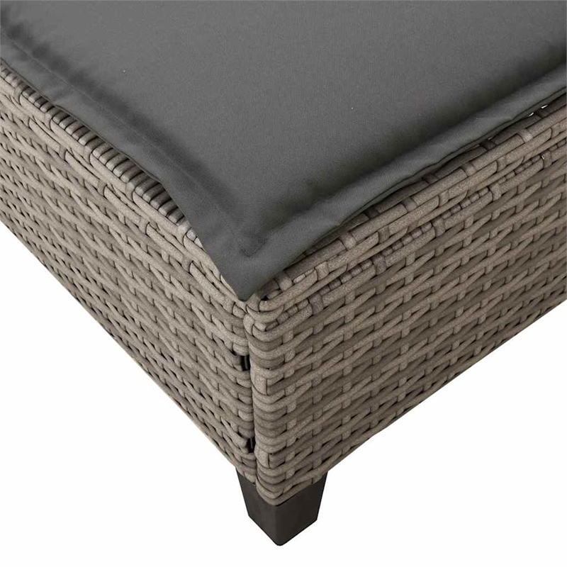 vidaXL Poly Rattan Sun Lounger w/ Cushions in Grey