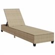 vidaXL Poly Rattan Sun Lounger w/ Cushions in Beige