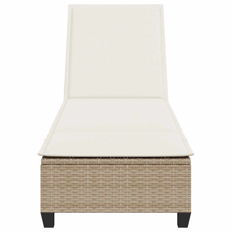 vidaXL Poly Rattan Sun Lounger w/ Cushions in Beige