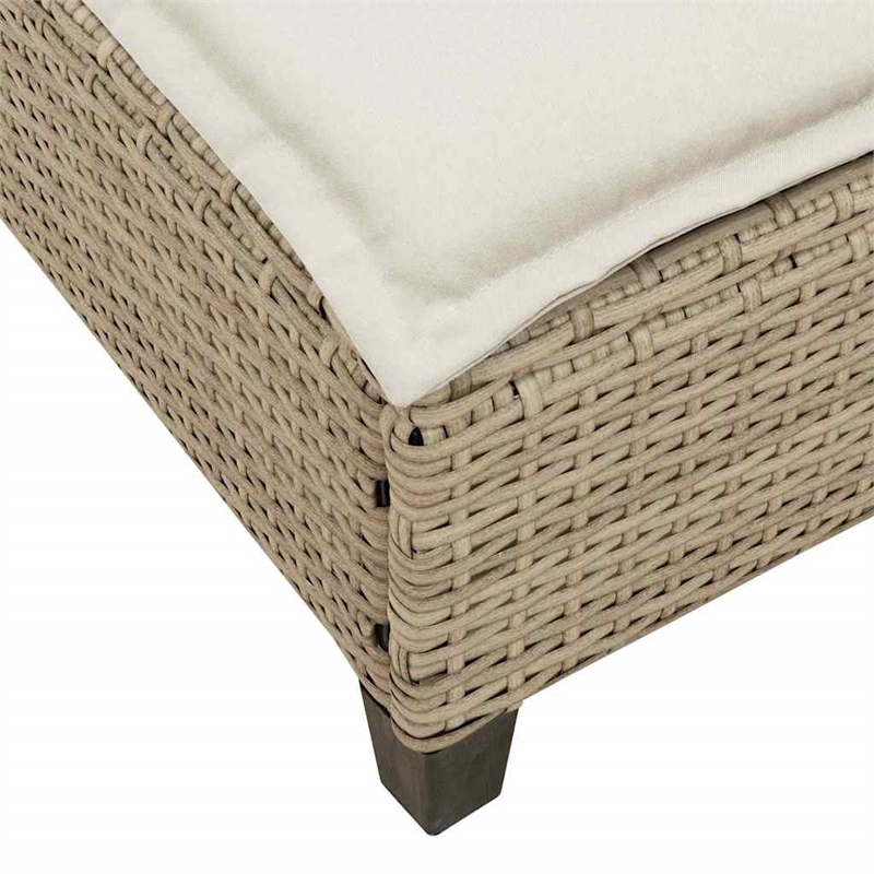 vidaXL Poly Rattan Sun Lounger w/ Cushions in Beige