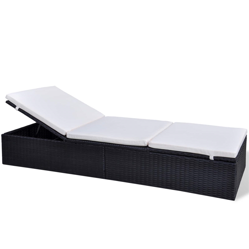 vidaXL Poly Rattan Sun Lounger in Black