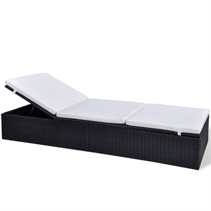 vidaXL Poly Rattan Sun Lounger in Black