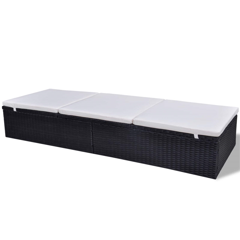 vidaXL Poly Rattan Sun Lounger in Black