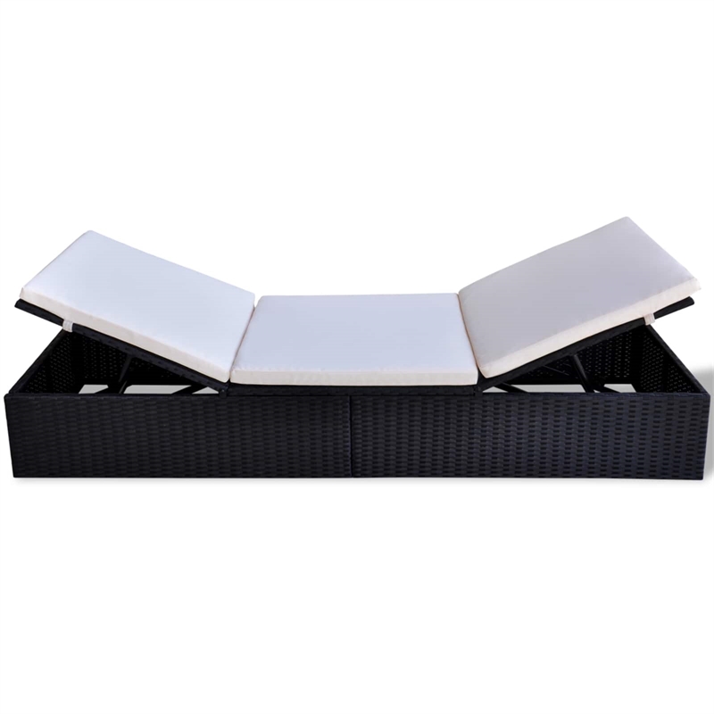 vidaXL Poly Rattan Sun Lounger in Black