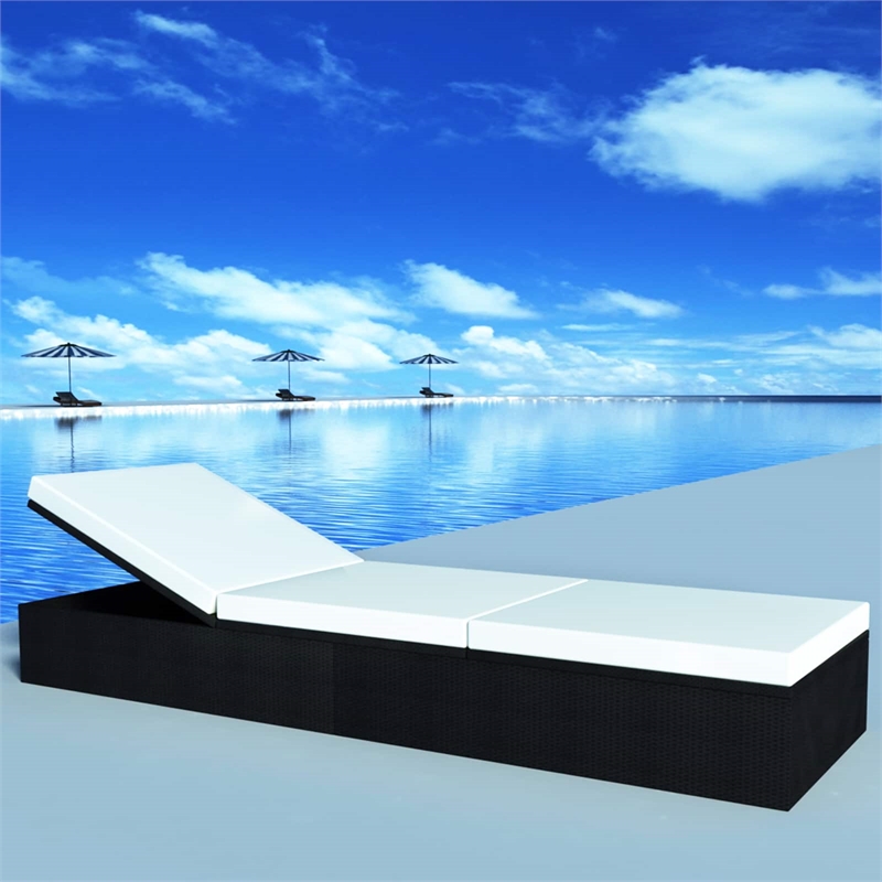vidaXL Poly Rattan Sun Lounger in Black