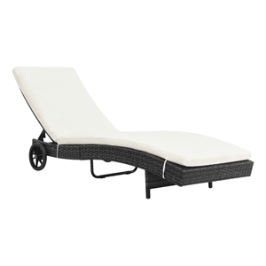 vidaXL Poly Rattan Sun Lounger with Cushion in Black
