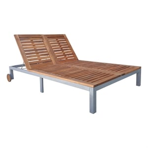vidaXL Solid Wood Double Sun Lounger in Acacia