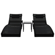 vidaXL Poly Rattan Sun Loungers 2 pcs with Table in Black