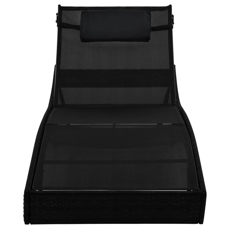 vidaXL Poly Rattan Sun Loungers 2 pcs with Table in Black