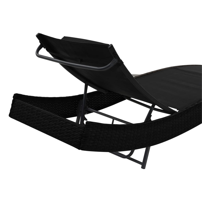 vidaXL Poly Rattan Sun Loungers 2 pcs with Table in Black