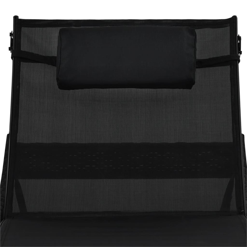 vidaXL Poly Rattan Sun Loungers 2 pcs with Table in Black