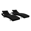 vidaXL Poly Rattan Sun Loungers 2 pcs with Table in Black