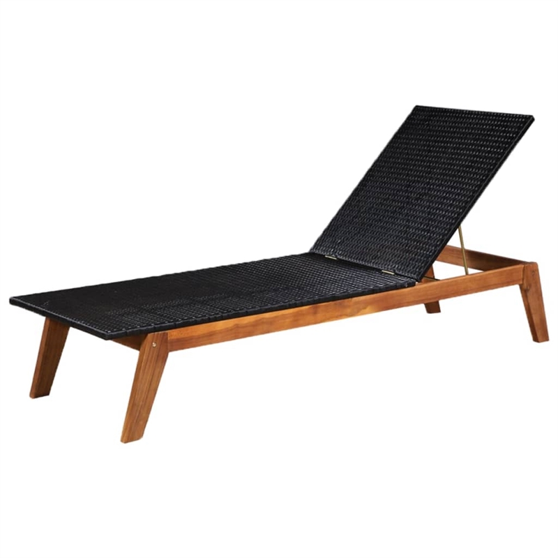vidaXL Poly Rattan & Acacia Sun Loungers 2 pcs with Table