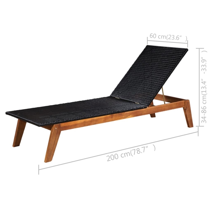vidaXL Poly Rattan & Acacia Sun Loungers 2 pcs with Table