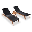 vidaXL Poly Rattan & Acacia Sun Loungers 2 pcs with Table