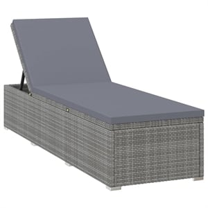 vidaXL Poly Rattan Sun Lounger with Cushion in Grey