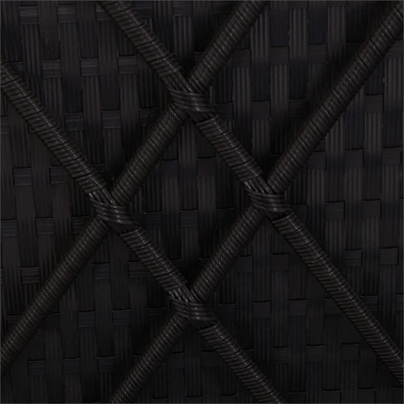 vidaXL Poly Rattan Sun Lounger with Cushion & Tea Table in Black