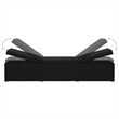 vidaXL Poly Rattan Sun Lounger with Cushion & Tea Table in Black
