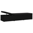 vidaXL Poly Rattan Sun Lounger with Cushion & Tea Table in Black