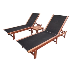 vidaXL Solid Acacia Wood Sun Lounger in Black/Dark Wood