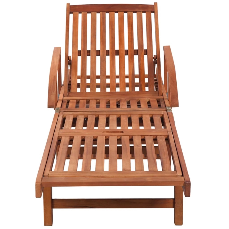 vidaXL Solid Acacia Wood Sun Lounger and Table in Brown