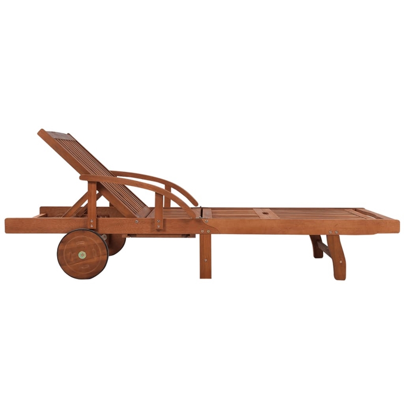 vidaXL Solid Acacia Wood Sun Lounger and Table in Brown