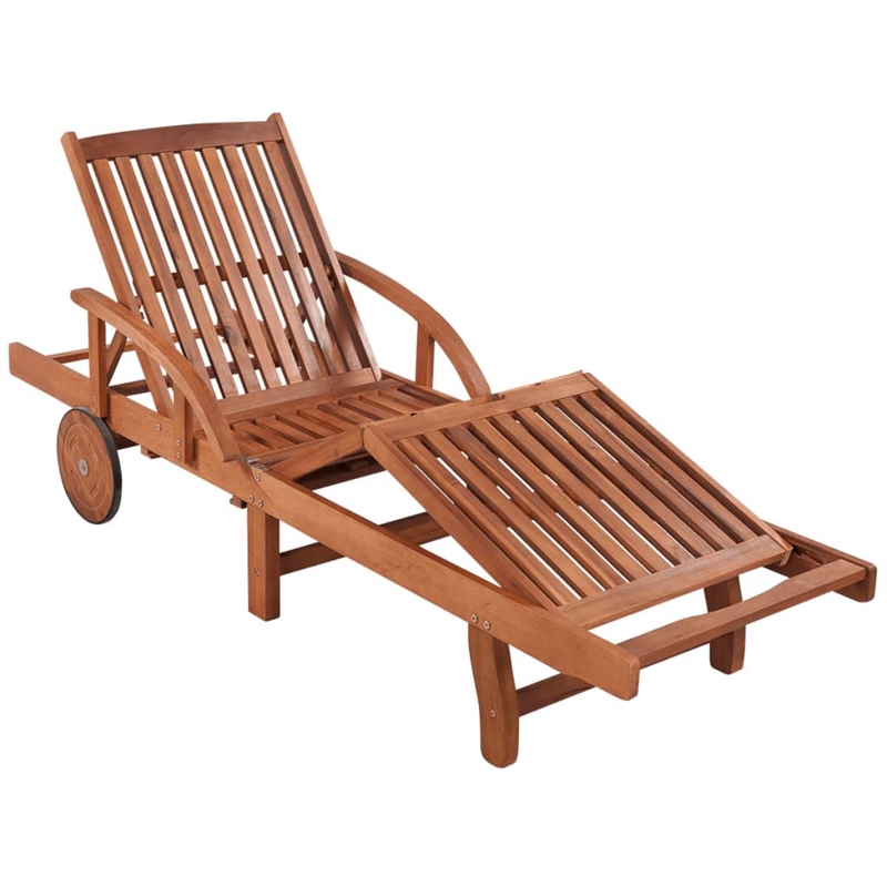 vidaXL Solid Acacia Wood Sun Lounger and Table in Brown