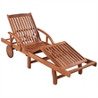 vidaXL Solid Acacia Wood Sun Lounger and Table in Brown
