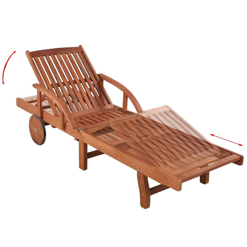 vidaXL Solid Acacia Wood Sun Lounger and Table in Brown