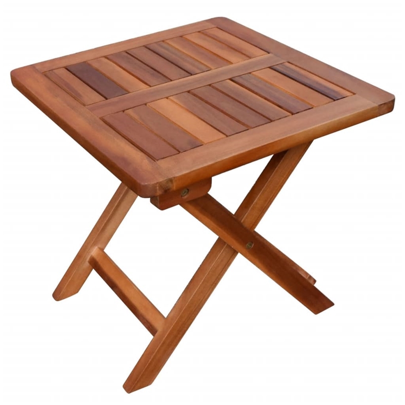 vidaXL Solid Acacia Wood Sun Lounger and Table in Brown