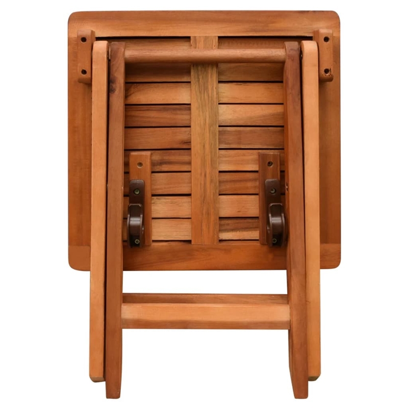 vidaXL Solid Acacia Wood Sun Lounger and Table in Brown