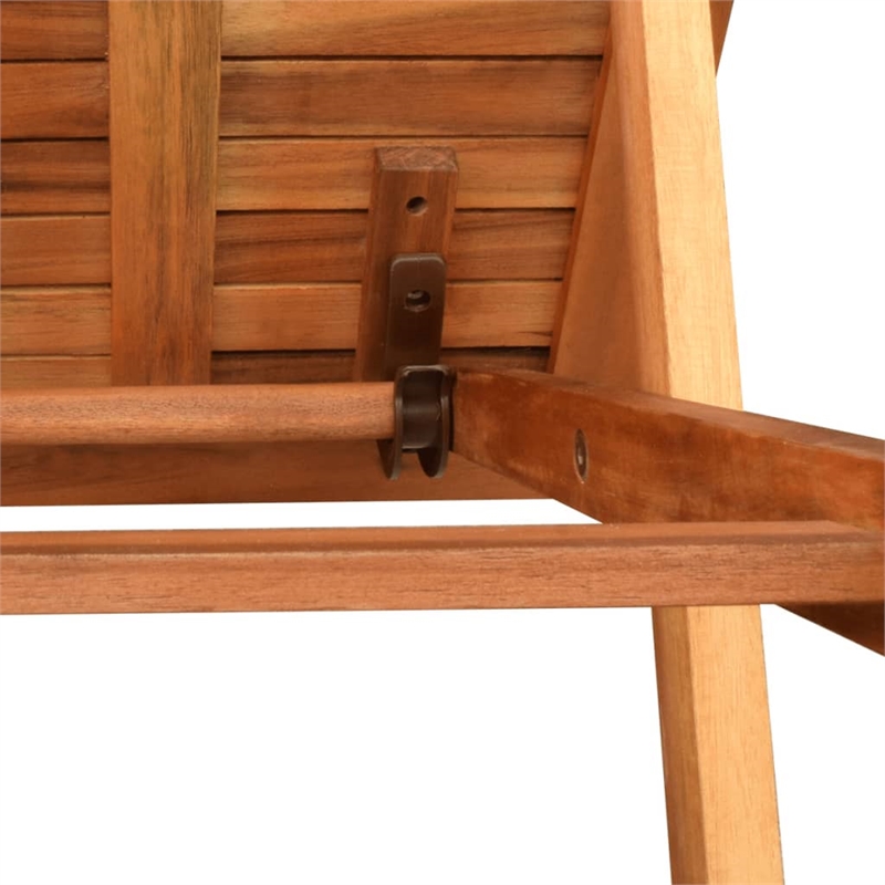 vidaXL Solid Acacia Wood Sun Lounger and Table in Brown