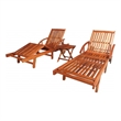 vidaXL Solid Acacia Wood Sun Lounger and Table in Brown