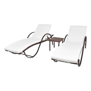 vidaXL PE Rattan Sun Lounger in Brown (Set of 5)