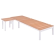 vidaXL Aluminum 2 Pc Sun Lounger and Table in Brown/White